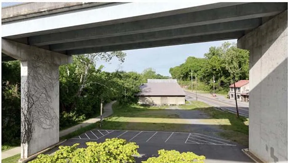 Building Two current state under the I-26 bridge