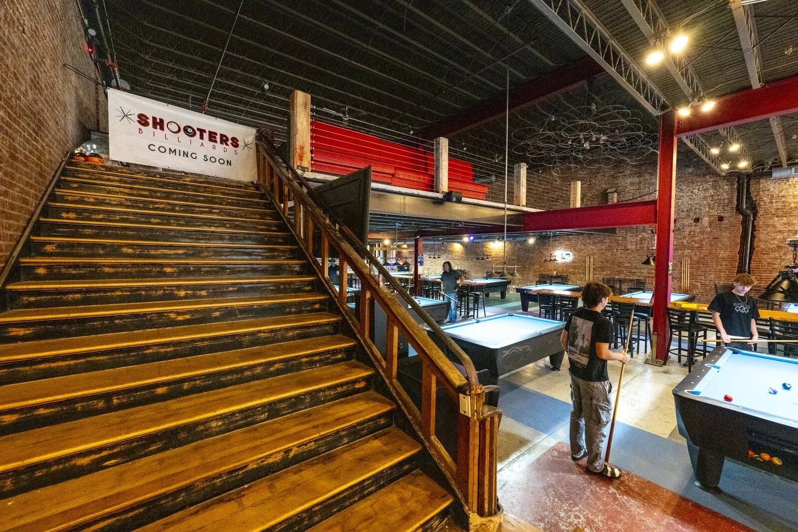 Stairs up to Shooter's mezzanine level
