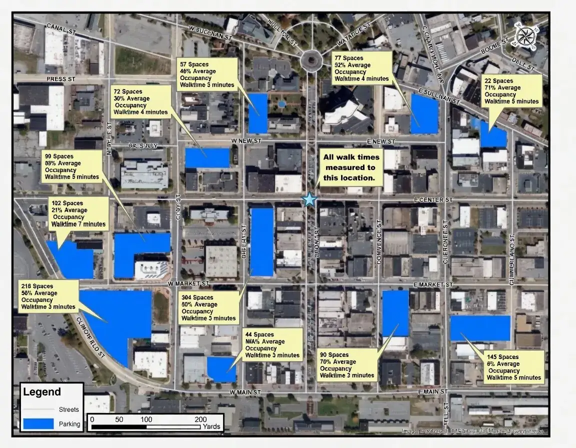 Downtown Kingsport public parking map