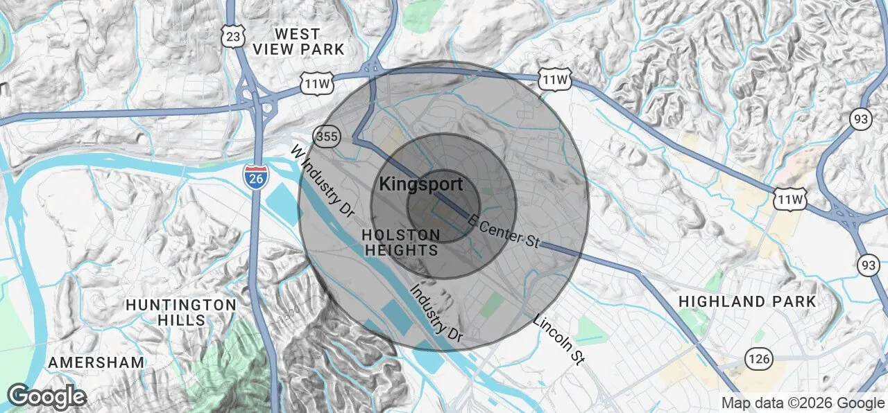 Demographics map for 0.25 / 0.5 / 1 mile radius