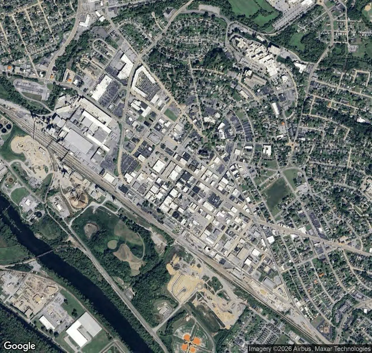 Aerial view of Downtown Kingsport TN