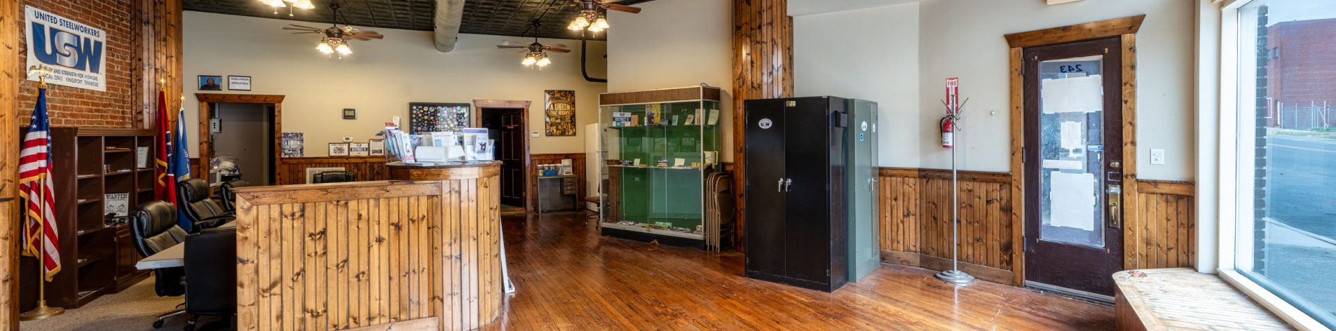 Interior of 233 E Sullivan Street with original wood details and natural light