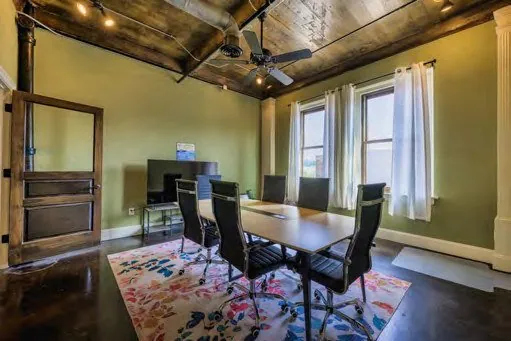 Upper floor office space at 255 Broad Street with exposed brick and high ceilings
