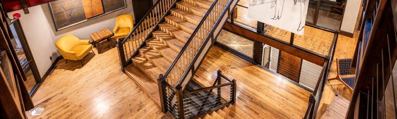 Lobby and staircase of the Progress Building